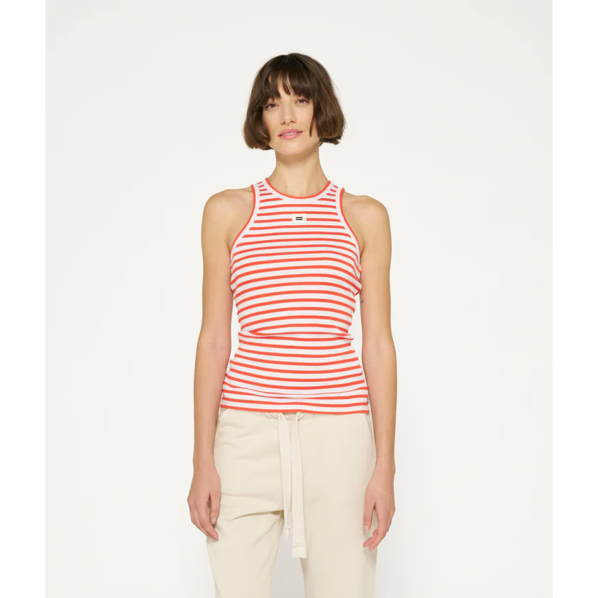tank top rib stripes white/poppy red – Bild 1