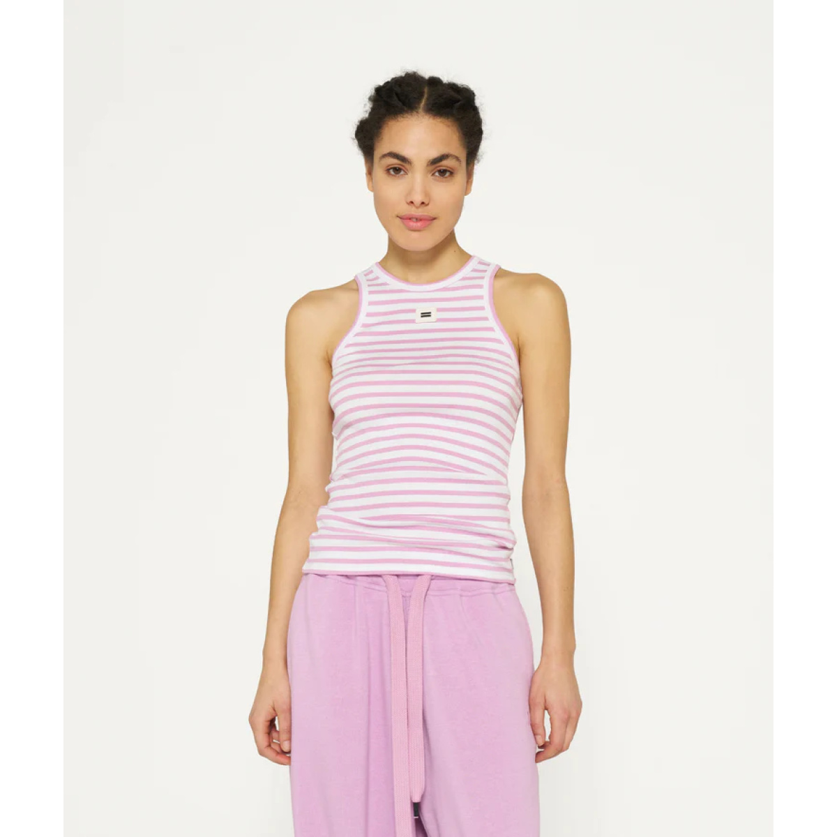 tank top rib stripes ecru/violett – Bild 1