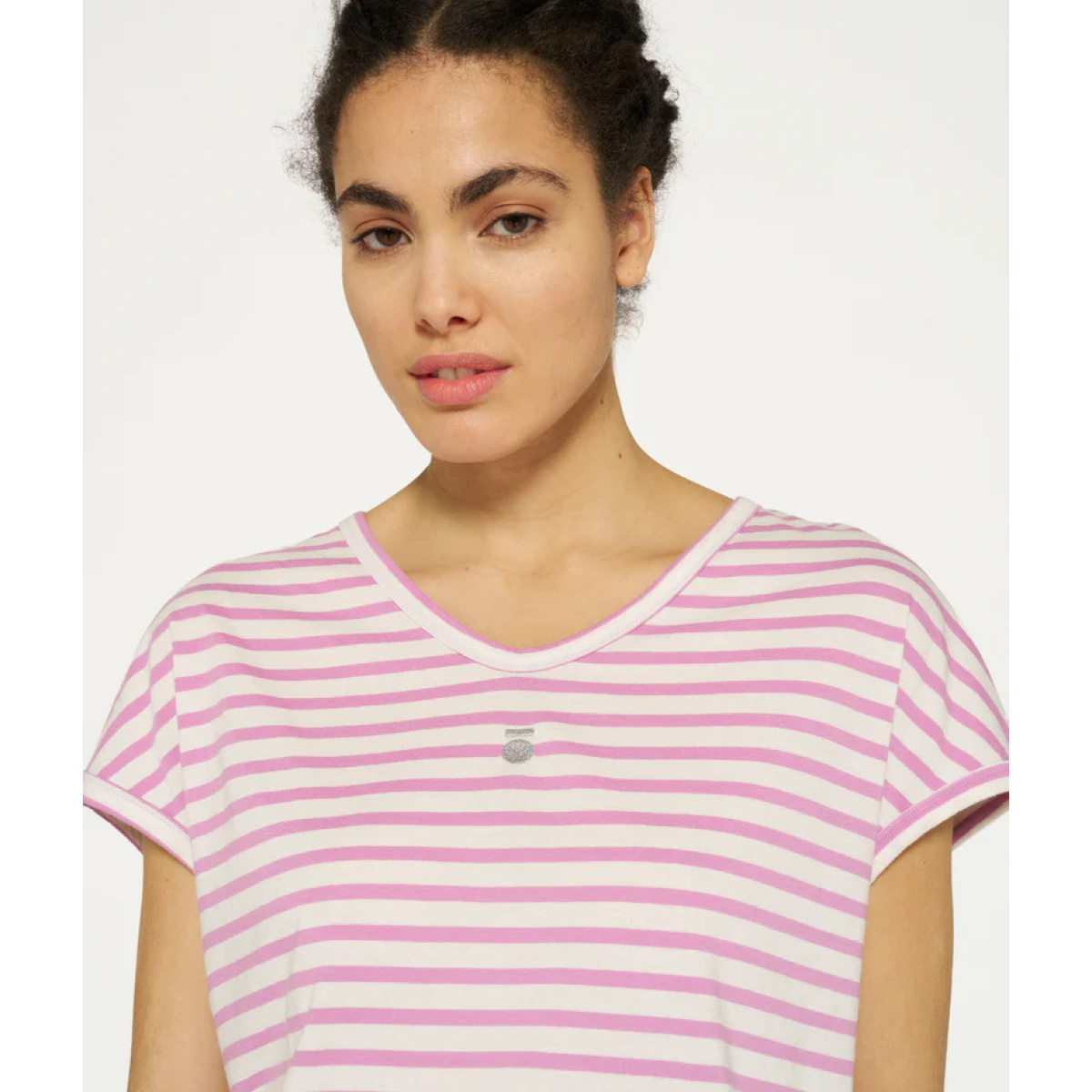 Tee Stripes ecru/violett – Bild 2