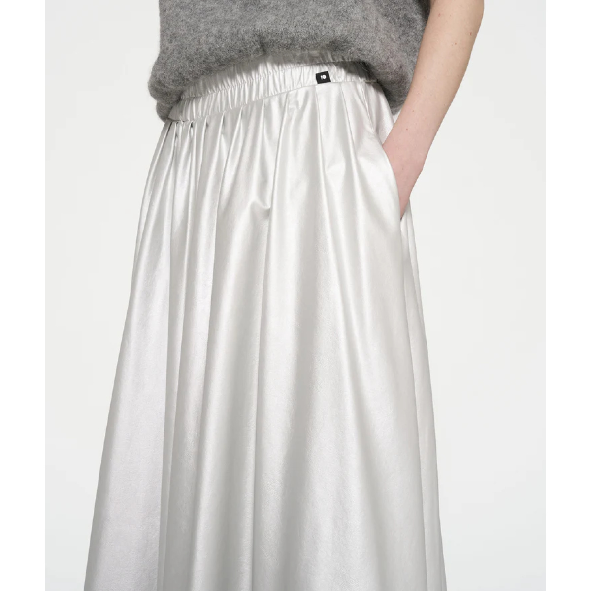 leather-look-skirt leather look pleated skirt  silver – Bild 2