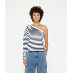 One shoulder knit top ecru/night sky