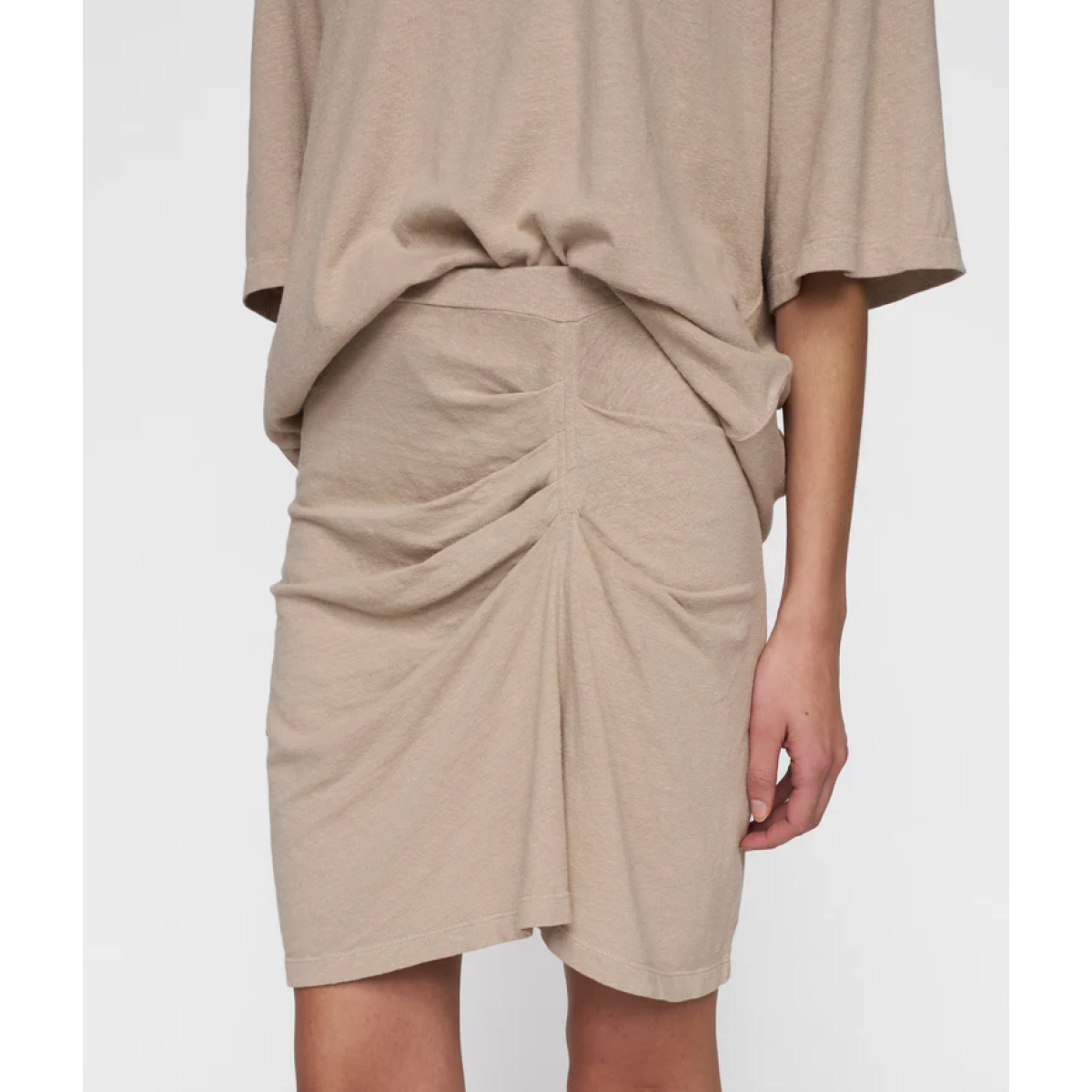 Rock beige 1 pleated skirt linen rope – Bild 3