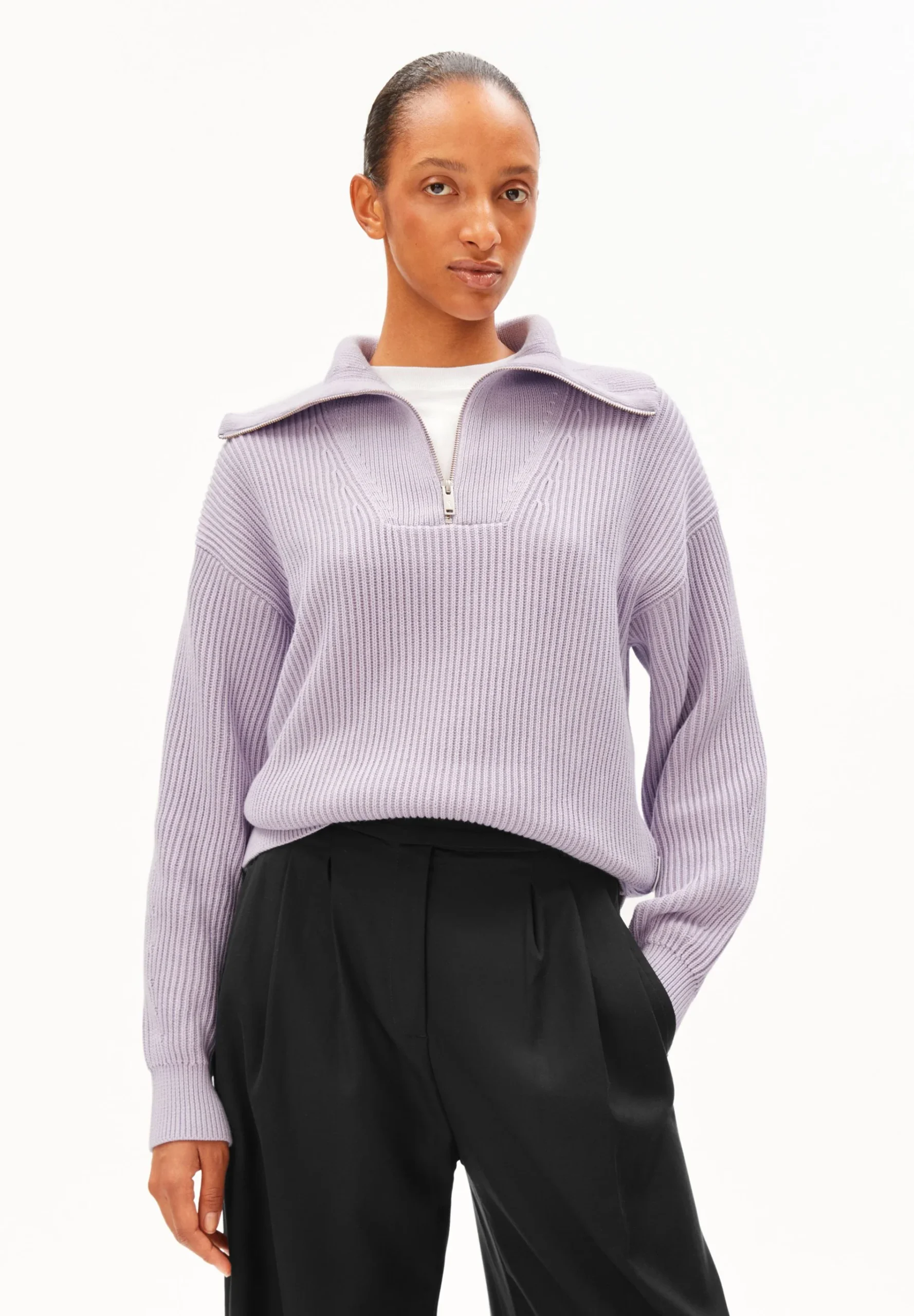 Armedangels Sweater Pastell Vanisé Rippstrick-Troyer – Bild 1